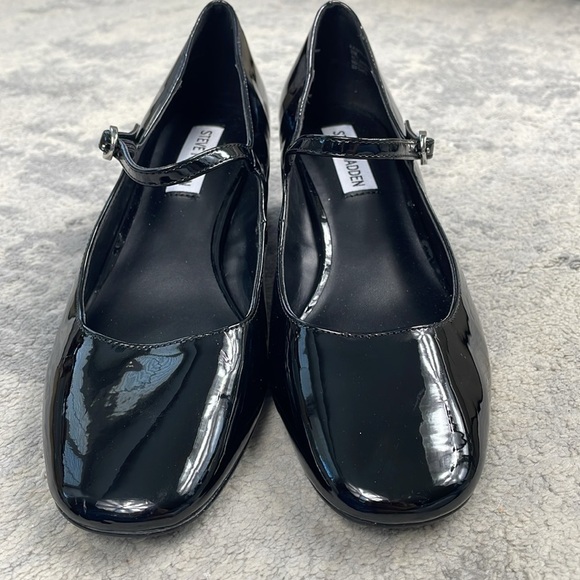 Steve Madden Hawke Patent Slip On Mary Jane Shoes Black Preppy Goth Sz 8 - Picture 6 of 14